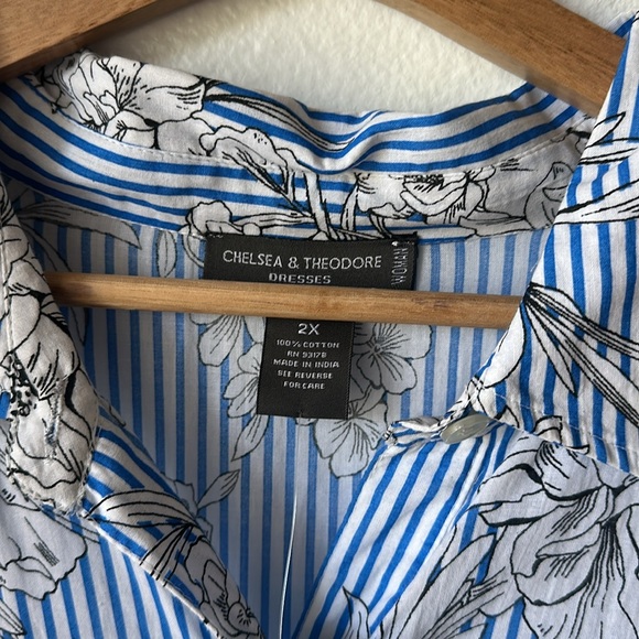 NWT CHELSEA & THEODORE Striped Fit and Flare Floral Maxi Dress - Picture 3 of 9